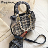 Weiyinxing Purse Messenger Bag Simple Women Totes Ribbon Handbag Pearl Ladies Shoulder Bag Vintage Crossbody Bag for Women 2023