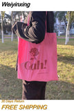 Weiyinxing Thin Cotton Cloth Women Shoulder Bag Sweet Pink Ladies Tote Casual Female Portable Shopping Bags Summer Beach Handbags
