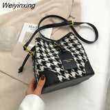 Weiyinxing YIDE New Retro Leopard PU Leather Bucket bag Crossbody Bags Handbag Women Shoulder Purses Female Luxury Brand 2023 Fashion