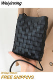 Weiyinxing Mini Woven Women Shoulder Bag Luxury Brand Small Weave PU Leather Crossbody Bags Fashion Knitting Phone Coin Sac Purses