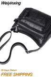 Weiyinxing Casual Female Bag Soft PU Leather Shoulder High-quality Multi-pocket Shoulder Bag Solid Color Ladies Crossbody Bag