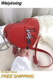 Weiyinxing Love Heart Shape Shoulder Bags For Women 2023 Luxury Designer Leather Handbags Brand Female Chain Crossbody Purse Bag