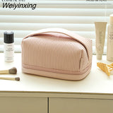 Weiyinxing Makeup Bag Leather Cosmetic Bag Women Multifunction Toiletries Organizer Portable Travel Waterproof Storage Case