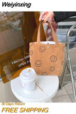 Weiyinxing Retro Women Small Tote Shoulder Bags Student Girls Lunch Bento Bag Hand Carry Shopper Bag Female Clutch Purse Handbags