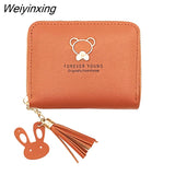 Weiyinxing Bear Decoration Women's Wallet New Fashion Short Coin Purse Card Holder Small Ladies Wallet Female Hasp Mini Clutch