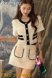Weiyinxing Street French Small Fragrance Two Piece Set Women Short Jacket Coat + Skirt Suits Korean Elegant Fashion Sweet 2 Piece Sets