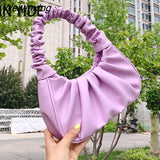 Weiyinxing Luxury Design Women Hobo Pleated Tote Bag Candy Color Underarm Bag Small Handbag And Purses Shoulder Bag Female Hobos BolsO