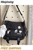 Weiyinxing Bag Japanese Handbags School Korean Single Shoulder Girl Student Hong Kong Style Retro Large Capacity Postman Women's