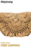 Weiyinxing Hollow Tassel Rattan Women Shoulder Bags Wicker Woven Crossbody Bags Summer Beach Straw Bag Lady Clutches Female bag