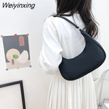 Weiyinxing Color Shoulder Purse Women Underarm Bag Ladies Fashion Top-handle Clutches Black Beige White Pink Handbag Pouch