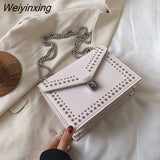 Weiyinxing Leather Brand Designer Shoulder Simple Bags For Women 2023 Chain Rivet Luxury Crossbody Bag Female Fashion Small Handbags