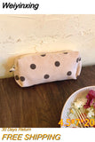 Weiyinxing Smile Corduroy Travel Cosmetic Lipstick Purse Storage Bag Kawaii Makeup Handbags Organizer Wallet Pouch Pencil Case Pen Bag