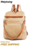 Weiyinxing Pu Leather Backpack Women Vintage Shoulder Bag Ladies High Capacity Travel Backpacks School Bags Girls Mochila Feminina