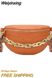 Weiyinxing Chain Women's Fanny Pack Plaid leather Waist Bag Shoulder Crossbody Chest Bags Luxury Designer Handbags Female Belt Bag