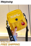 Weiyinxing Women Canvas Shoulder Handbags Korean Solid Color Student Phone Purse Simple Zipper Small Messenger Crossbody Pouch 2023