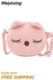 Weiyinxing Cute Children's Crossbody Bags Soft Plush Cat Kindergarten Girls Shoulder Bag Lovely Baby Kids Mini Coin Purse Handbags