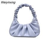 Weiyinxing Luxury Design Women Hobo Pleated Tote Bag Candy Color Underarm Bag Small Handbag And Purses Shoulder Bag Female Hobos BolsO