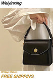 Weiyinxing Burgundy Women Shoulder Bags Pu Leather Ladies Square Crossbody Bag Luxury Female Flap Buckle Design Tote Purse Handbags