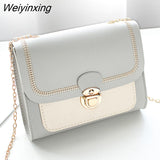 Weiyinxing New Women PU Leather Trend Lingge Crossbody Bag Fashion V Pattern Lattice Small Shoulder Bag White Black