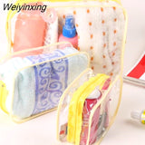 Weiyinxing Travel Organizer Clear Makeup Bag Women Beauty Toiletry Kit Wash Pouch Transparent PVC Small Large Cosmetic Wash Zipper Bag