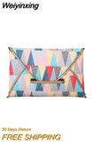 Weiyinxing Women Fashion Clutches2023 Spring New Fashion Advanced Color Contrast Handbag Versatile Fashionable Drawstring Envelope Bag