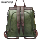 Weiyinxing PU Leather Backpack Women Big Capacity Travel Backpack Teenager School Bag Female Business Knapsack Luxury Bag