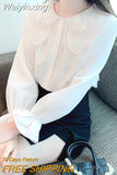 Weiyinxing Dollar Collar White Chiffon Blouse Shirt Women Tops Shirts Blusas Mujer De Moda 2023 Long Sleeve Blouse Women Blusa H07