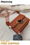 Weiyinxing Women's Square Handbag Retro Shoulder Bag Leather Wide Shoulder Strap Small Square Bag Female's Tote Crossbody Bag Female Wallet