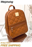 Weiyinxing Pu Solid Color Mini Rhombus Backpack Suitable for Women Fashion Casual Small Backpack Girls Korean Style Student 2023 New