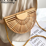 Weiyinxing Bamboo Small Crossbody Shoulder Bags with Handle for Women 2023 Summer Branded Luxury Beach Handbags Fashion Weave