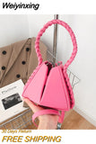 Weiyinxing Weave Rope Handle Fashion Fold Over Bag for Women 2023 Luxury Designer Shoulder Bag Brand Triangle Female Handbag Cute Tote