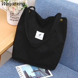 Weiyinxing Corduroy Shoulder Bag for Women Cotton Cloth Versatile Handbag Solid Color Eco Shopping bag 2023 Ladies Reusable Totes Bags