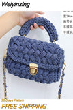 Weiyinxing Rope Woven Women Handbags Designer Knitting Chains Shoulder Crossbody Bag Casual Lady Hand Bags Small Flap Purses 2023