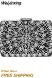 Weiyinxing Wedding Clutch Purse Luxury Women Handbag Design Party Shoulder Bag Flower Hollow Out Pattern Ladies Evening Night Bag