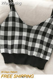 Weiyinxing Plaid Knitted Two Piece Set 2023 Women Sexy Short Vest & Bodycon Mini Skirt Set Women Outfits