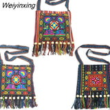 Weiyinxing Hmong Tribal Ethnic Thai Indian Boho Shoulder Bag Message Bag for Women Embroidery Tapestry Tote Messenger