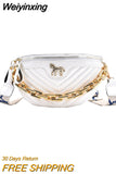 Weiyinxing Women's Fanny Pack 2023 Retro New Waist Bag Thick Chain Shoulder Crossbody Chest Bag Lady Belt Bag Designer Brand Handbag