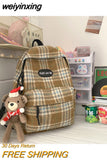 weiyinxing Plaid Woollen Cloth Women's Backpack Student Book Backpacks for Teenage Girls School Bags Large CapacityTravel Rucksack