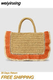 weiyinxing Panelled Ruched Straw Bag Paper Woven Women Handbags Handmade Shoulder Crossbody Bags Summer Beach Large Tote Purses 2023