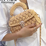 Weiyinxing Rope Knitting Women Handbag Designer Chains Woven Shoulder Crossbody Bags for Women 2023 Small Square Flap Lady Purses