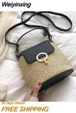 Weiyinxing Straw Bucket Bags For Women Summer Crossbody Bags Lady Travel Purses And Handbags Female Shoulder Messenger Bag Bolsa