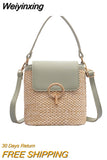 Weiyinxing straw women shoulder bags rattan handbags wicker woven crossbody bag summer beach buckets bag ladies travel small purses