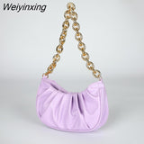 Weiyinxing Bag Women's 2023 New Underarm Bag Solid Color Pleated Bag Cloud Single Shoulder Messenger Bag Texture Handbag for Women