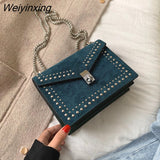 Weiyinxing Leather Brand Designer Shoulder Simple Bags For Women 2023 Chain Rivet Luxury Crossbody Bag Female Fashion Small Handbags