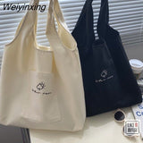 Weiyinxing Bag Canvas Bag Schoolbag Female Large Capacity Youth Solid Color Shoulder Bag Girls' Multi-functional Bags