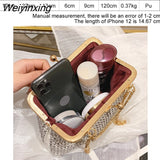 Weiyinxing Crossbody Bag Women's Metal Frame Bag with Diamonds Shining Handbag Purse Party Clutch Bag Female Shoulder Evening Bag