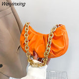 Weiyinxing Bag Women's 2023 New Underarm Bag Solid Color Pleated Bag Cloud Single Shoulder Messenger Bag Texture Handbag for Women