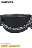 Weiyinxing Chain Women's Fanny Pack Plaid leather Waist Bag Shoulder Crossbody Chest Bags Luxury Designer Handbags Female Belt Bag
