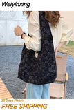 Weiyinxing Retro Literature Embroidery Embroidered Shoulder Handbag Student Class Large-capacity Casual Ladies Shopping Bag Open