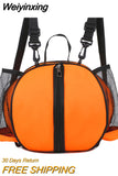 Weiyinxing Soccer Carrying Bag Portable Round Shaped Volleyball Storage Pouch Elastic Removable Shoulder Strap Hook for Outdoor Sports